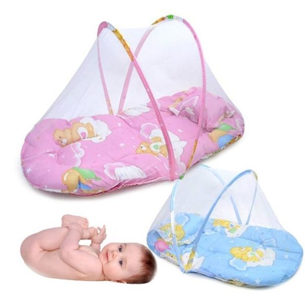 Spring Summer Portable Foldable Baby Crib With Mosquito Net (Blue) - Image 4