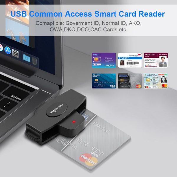 Rocketek CSCR3 Smart CAC Card Reader Type-c Bank Tax Declaration SIM Card / IC Card ID Card Reader (Black) - Image 5