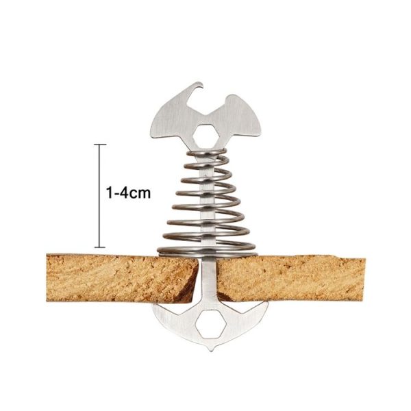 5 PCS Multifunctional Outdoor Camping Fishbone Nail Spring Hook Wind Rope Buckle (Stainless Steel) - Image 3