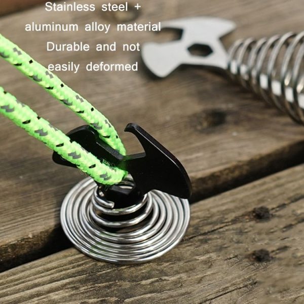 5 PCS Multifunctional Outdoor Camping Fishbone Nail Spring Hook Wind Rope Buckle (Stainless Steel) - Image 5