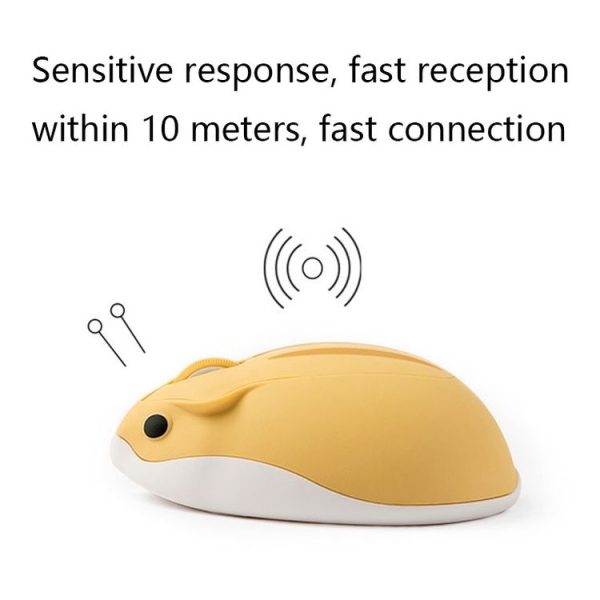3 Keys 2.4G Wireless Hamster Shape Mouse (Yellow) - Image 5