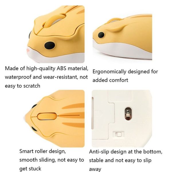3 Keys 2.4G Wireless Hamster Shape Mouse (Yellow) - Image 6