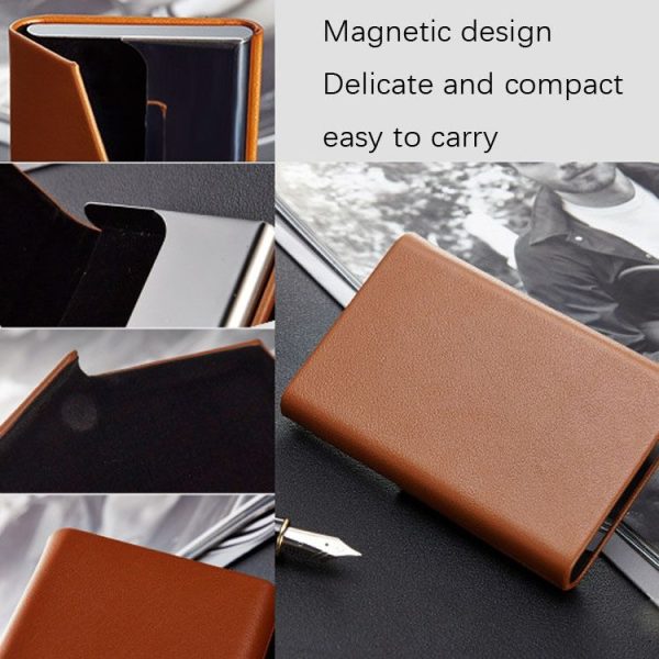 Men Leather Stainless Steel Business Card Clamp (Grey) - Image 4