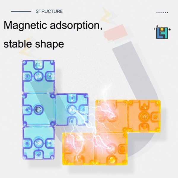 YJ8392 Puzzle Early Education Magnetic Building Block Magic Cube (Transparent) - Image 3