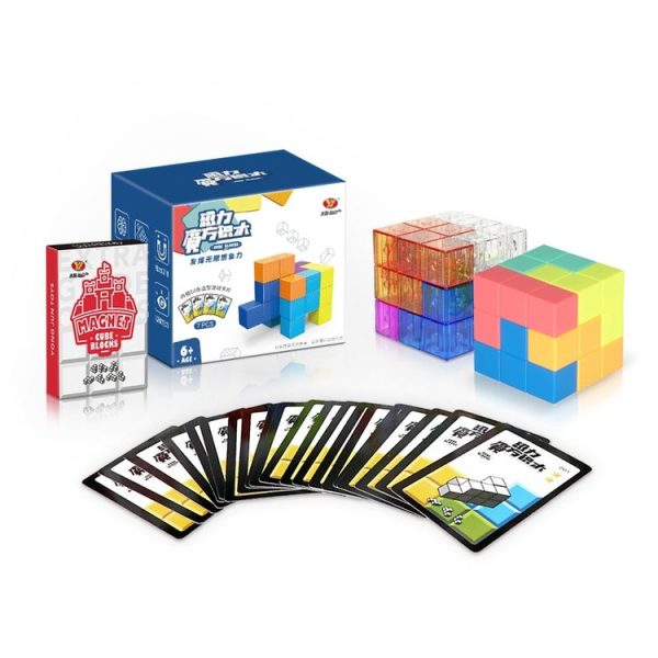 YJ8392 Puzzle Early Education Magnetic Building Block Magic Cube (Transparent) - Image 7