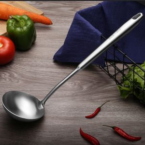 304 Stainless Steel Kitchen Equipment Thickened Hollow Handle Cooking Tool, Style: Soup Spoon