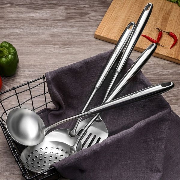 304 Stainless Steel Kitchen Equipment Thickened Hollow Handle Cooking Tool, Style: Soup Spoon - Image 2