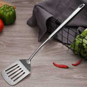 304 Stainless Steel Kitchen Equipment Thickened Hollow Handle Cooking Tool, Style: Slotted Shovel