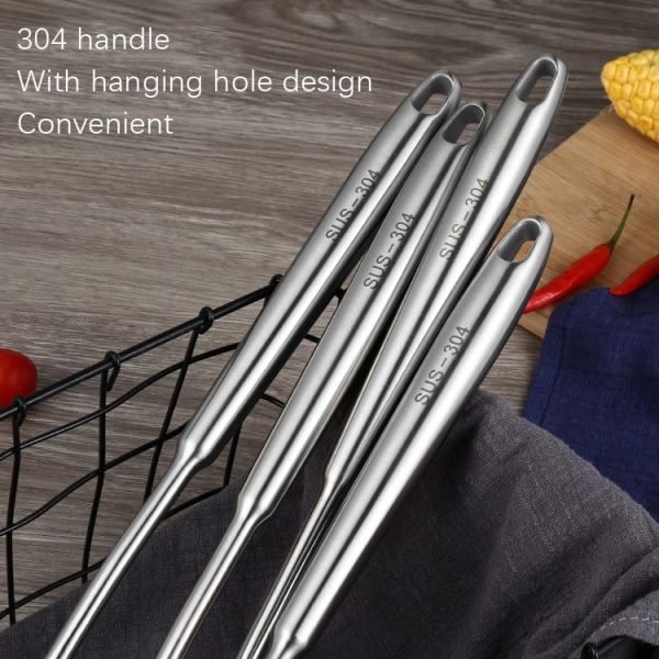 304 Stainless Steel Kitchen Equipment Thickened Hollow Handle Cooking Tool, Style: Slotted Shovel - Image 6