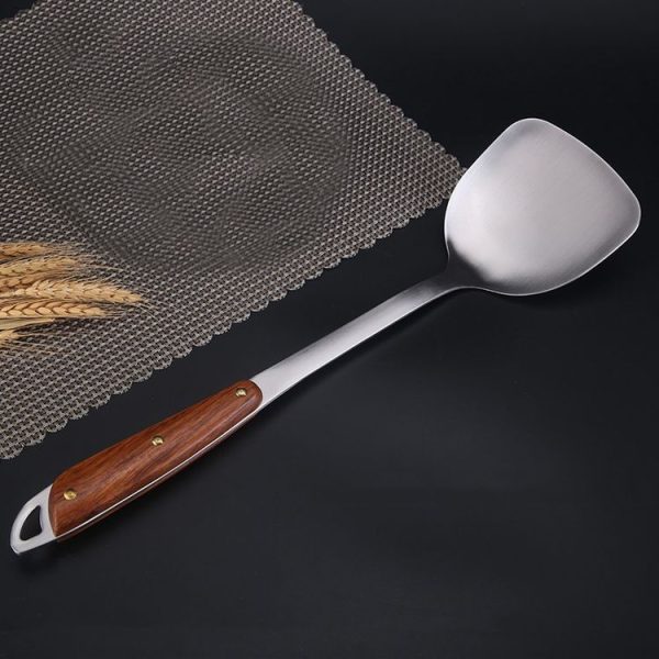304 Stainless Steel Wooden Handle Kitchenware Home Kitchen Equipment, Style: Fried Spatula