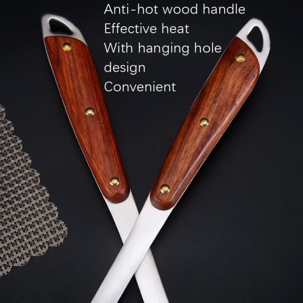 304 Stainless Steel Wooden Handle Kitchenware Home Kitchen Equipment, Style: Fried Spatula - Image 6