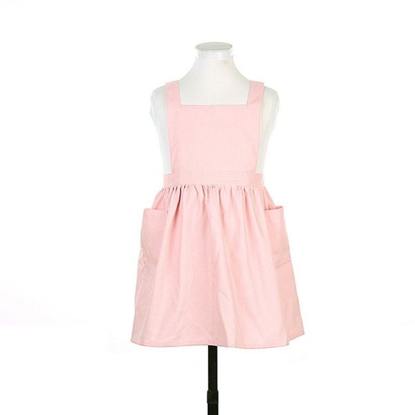 Cotton And Linen Parent-Child Painting Apron Baking Coffee Work Clothes, Size: Childrens (Pink)