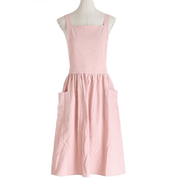 Cotton And Linen Parent-Child Painting Apron Baking Coffee Work Clothes, Size: Adult (Pink)