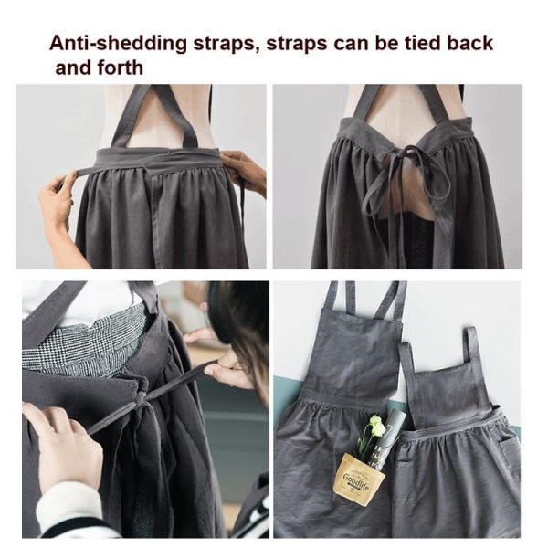 Cotton And Linen Parent-Child Painting Apron Baking Coffee Work Clothes, Size: Adult (Pink) - Image 3