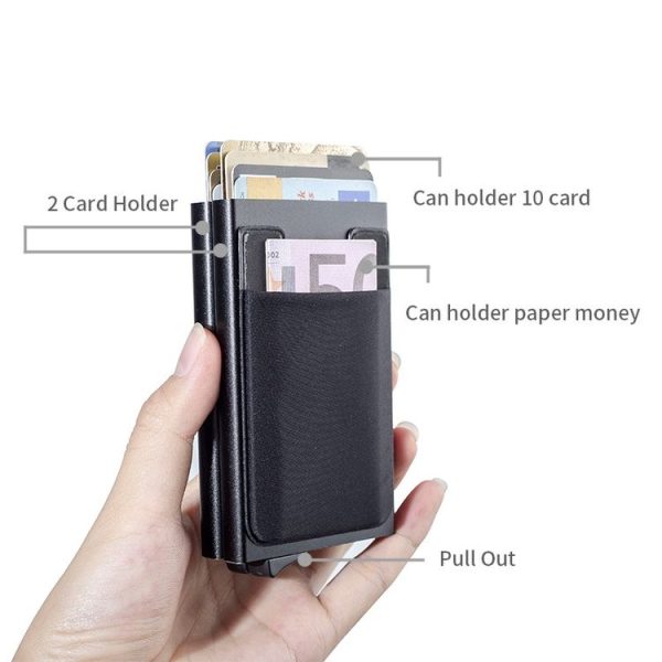 RFID Aluminum Alloy Anti-Degaussing Coin Card Holder (Black) - Image 4