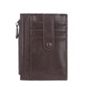BAELLERRY K9149 Multi-Card Buckle Zip Coin Pocket Thin Card Holder (Coffee)