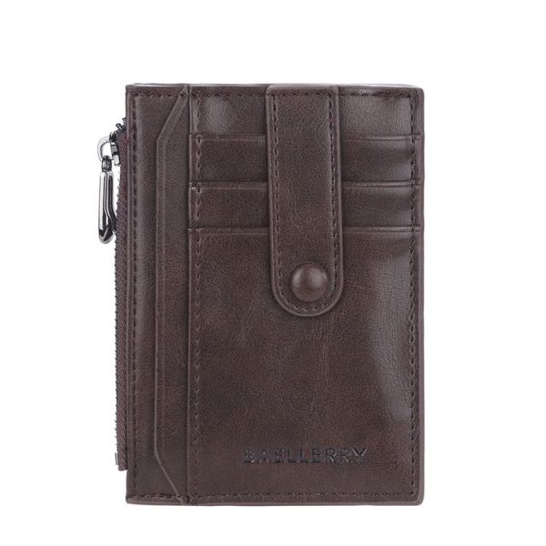 BAELLERRY K9149 Multi-Card Buckle Zip Coin Pocket Thin Card Holder (Coffee)