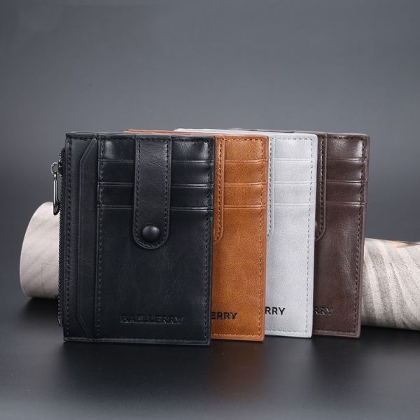 BAELLERRY K9149 Multi-Card Buckle Zip Coin Pocket Thin Card Holder (Coffee) - Image 2