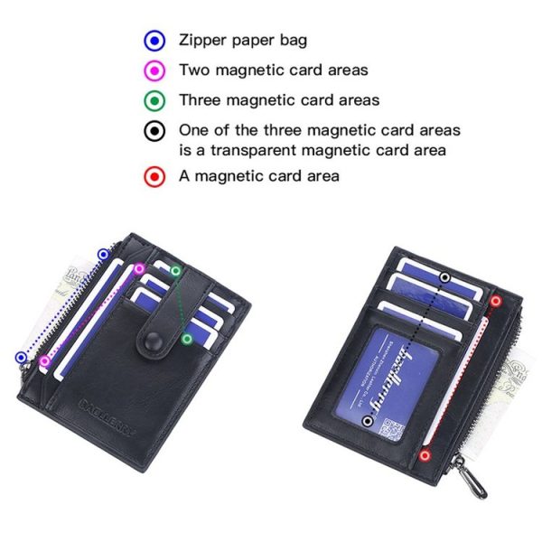 BAELLERRY K9149 Multi-Card Buckle Zip Coin Pocket Thin Card Holder (Coffee) - Image 4