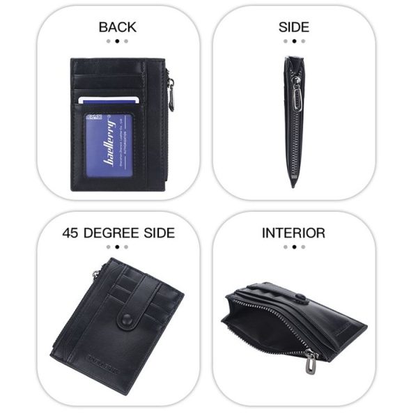BAELLERRY K9149 Multi-Card Buckle Zip Coin Pocket Thin Card Holder (Coffee) - Image 5