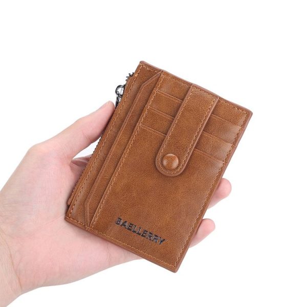 BAELLERRY K9149 Multi-Card Buckle Zip Coin Pocket Thin Card Holder (Coffee) - Image 7