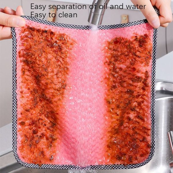 4pcs Hand Towel Hangable Dishcloth Kitchen Rag Non-Stick Oil Absorbent Towel (Color Random Delivery) - Image 6