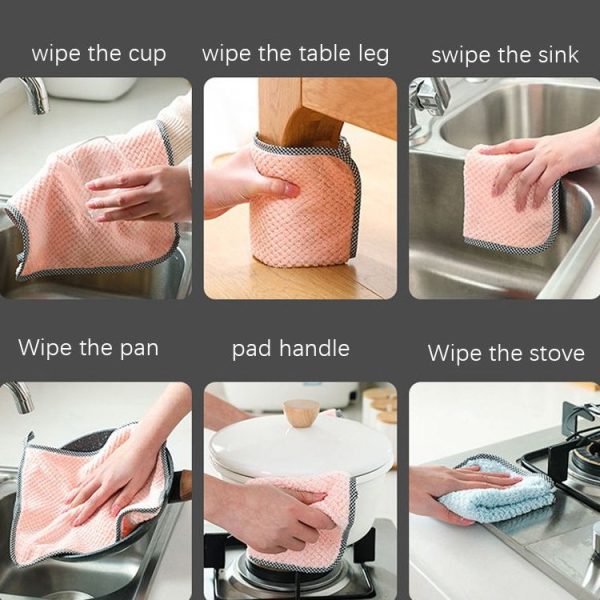 4pcs Hand Towel Hangable Dishcloth Kitchen Rag Non-Stick Oil Absorbent Towel (Color Random Delivery) - Image 7