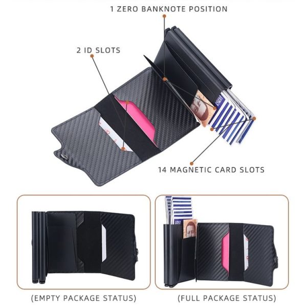 Baellerry K9172 RFID Double Aluminum Box Card Holder Automatic Pop-up Card Holder (Brown) - Image 5