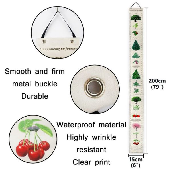 Removable Wall-mounted Height Ruler With Botanical Print Decoration - Image 3