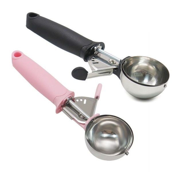 Stainless Steel Spring Ice Cream Scoop Fruit Scooper (Pink) - Image 2