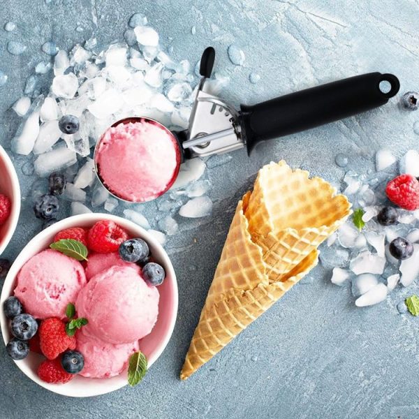 Stainless Steel Spring Ice Cream Scoop Fruit Scooper (Pink) - Image 5