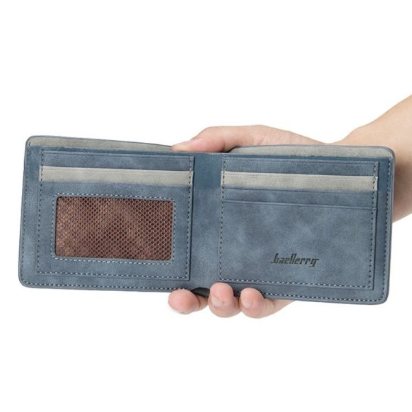 Baellerry BLR1152 Men Short Wallet Vintage Frosted Two Fold Wallet (Coffee Horizontal) - Image 3