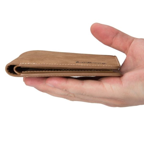 Baellerry BLR1152 Men Short Wallet Vintage Frosted Two Fold Wallet (Coffee Horizontal) - Image 5