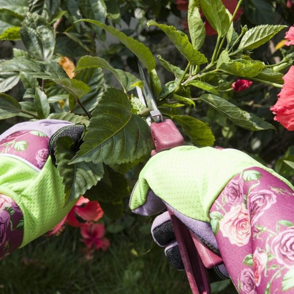 Gardening Stab Resistant Print Sleeve Wrist Extended Gloves (Pink) - Image 6