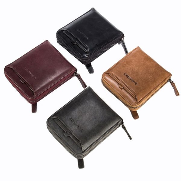 Baellerry D3124 Short PU Leather Wallet Zipper Retro Youth Small Wallet (Black Horizontal) - Image 2