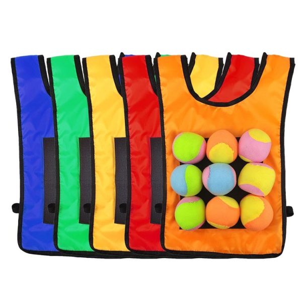 Children Dodgeball Vest For Parent-child Outdoor Games With 5 Balls, Specification: Small (Red) - Image 2
