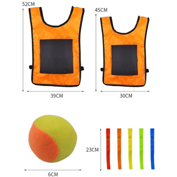Children Dodgeball Vest For Parent-child Outdoor Games With 5 Balls, Specification: Small (Red) - Image 3