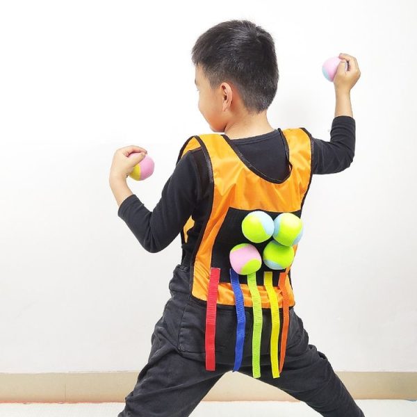 Children Dodgeball Vest For Parent-child Outdoor Games With 5 Balls, Specification: Large (Yellow) - Image 6