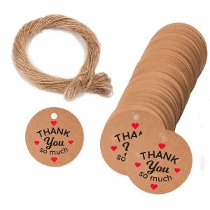 100pcs / Pack Kraft Paper Gift Tag With 20m Hemp Rope (L-12)