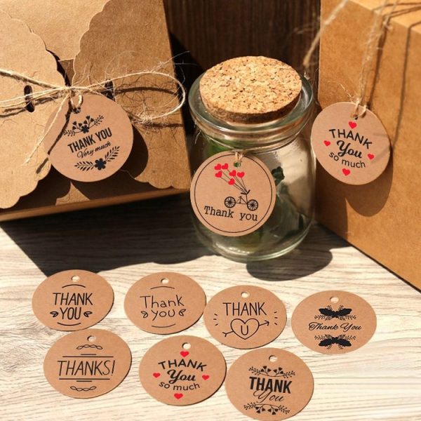100pcs / Pack Kraft Paper Gift Tag With 20m Hemp Rope (L-12) - Image 6