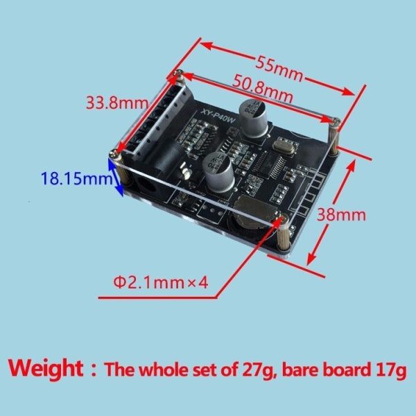 30W / 40W Stereo Bluetooth Power Amplifier Plate 12V / 24V High Power Module With Acrylic Shell - Image 3