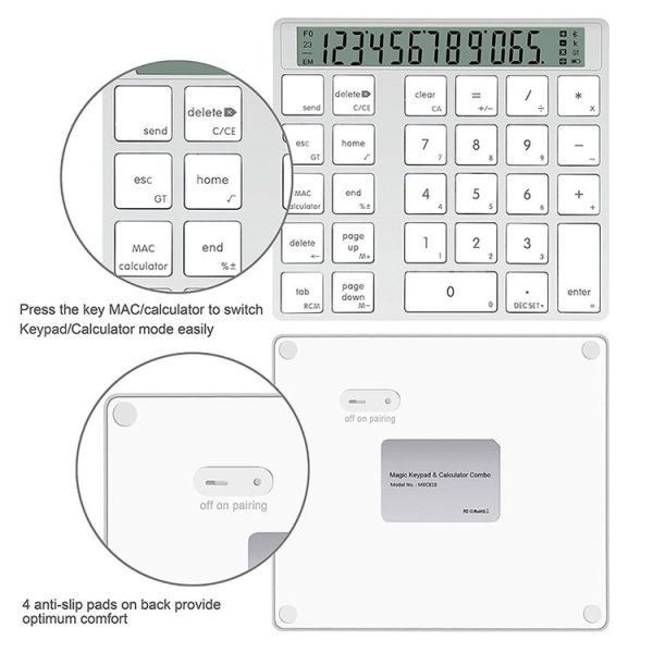 Sunreed KC9001S 29 Keys Financial Office Digital Bluetooth Keyboard With Display, Style: Single Zero Version (Black) - Image 5