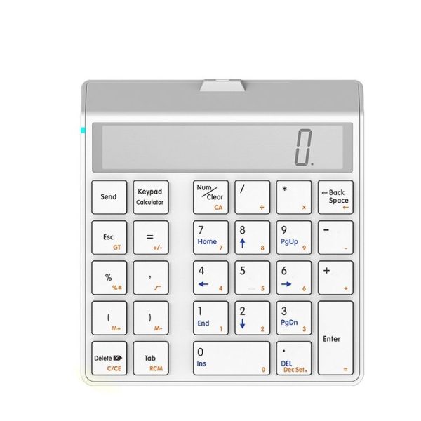 Sunreed KC9001S 29 Keys Financial Office Digital Bluetooth Keyboard With Display, Style: Single Zero Version (White)