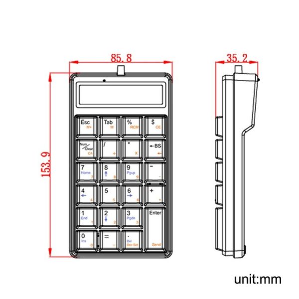 Sunread SK24 23 Keys Wired Numeric Keypad With Screen, Cable Length: 1.5m (Regular Version) - Image 3