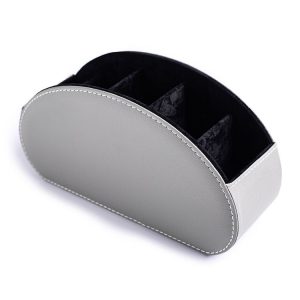 Home Leather Cosmetics Remote Control Storage Box (Grey)