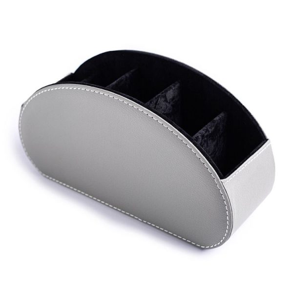 Home Leather Cosmetics Remote Control Storage Box (Grey)