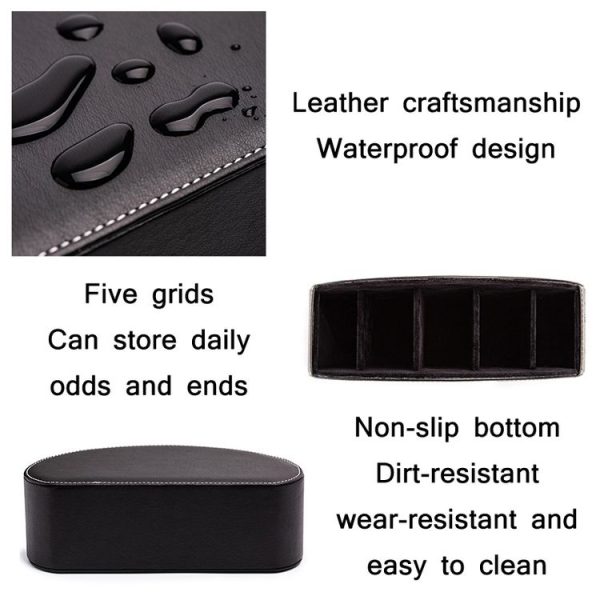 Home Leather Cosmetics Remote Control Storage Box (Grey) - Image 4