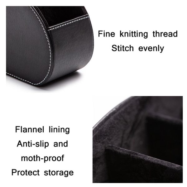 Home Leather Cosmetics Remote Control Storage Box (Grey) - Image 5