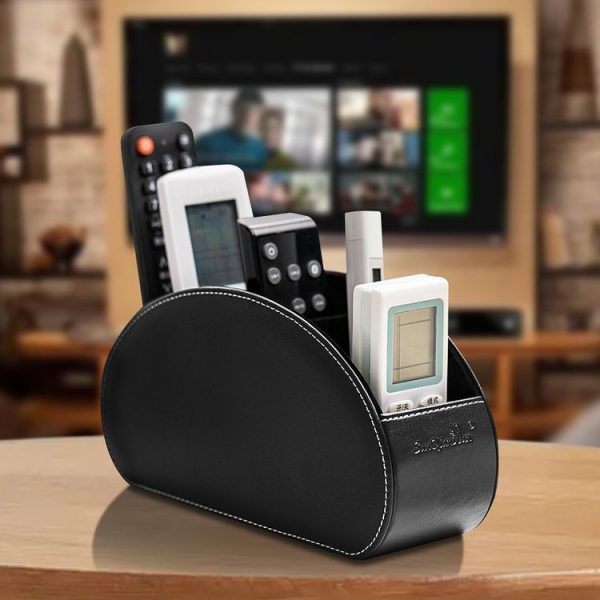 Home Leather Cosmetics Remote Control Storage Box (Grey) - Image 6