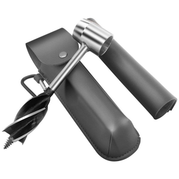 Woodworking Hand Drill Outdoor Survival Drill Hand Screw Drill With PU Leather Case (Gray)